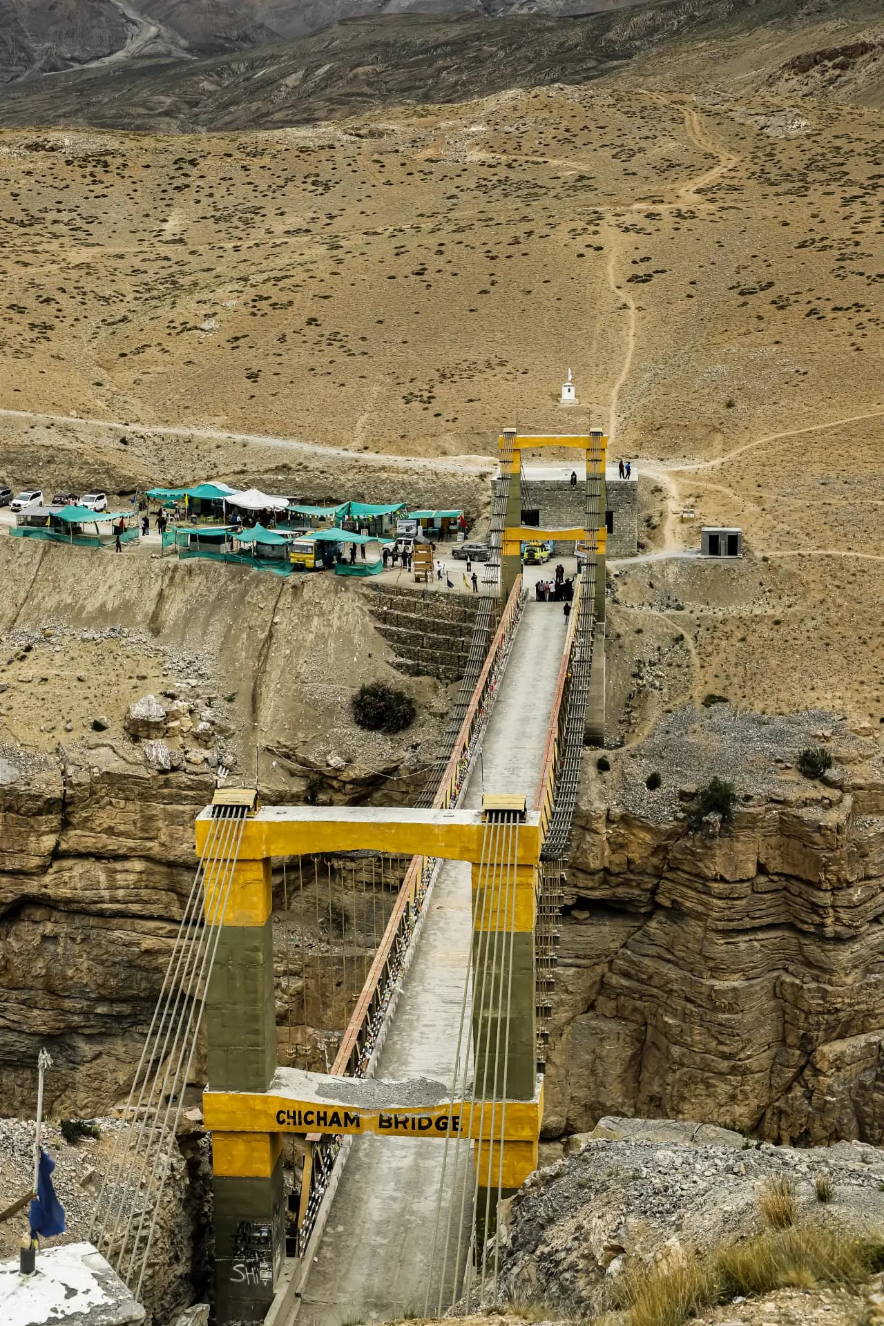 Chicham Bridge, Asia's highest suspension bridge, on the road to Kaza in Spiti Valley